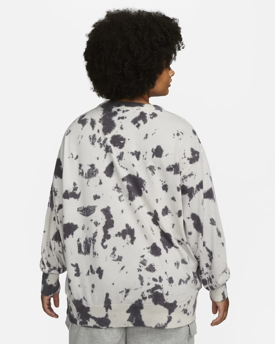 Nike Women's Plus Size Black White Cloud-Dye Crewneck Jersey Top - Sportswear