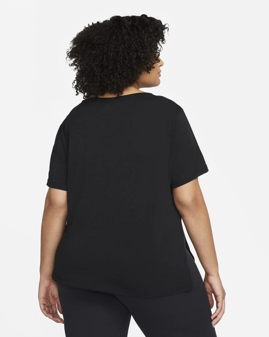 Nike Dri-FIT Women's Plus Size Yoga Top - Black & Iron Grey Workout Shirt