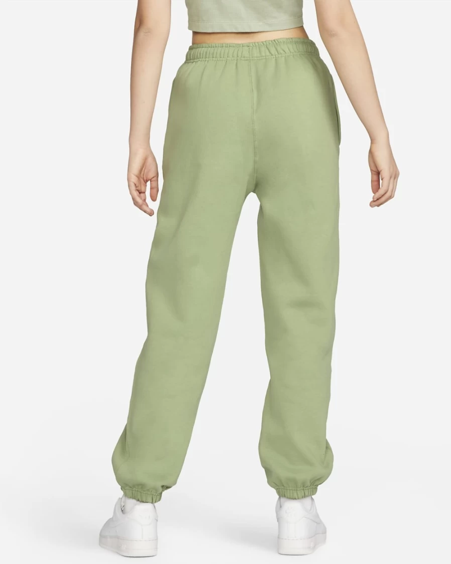 Nike Women's Solo Swoosh Fleece Pants in Oil Green & White - Comfortable Casual Joggers