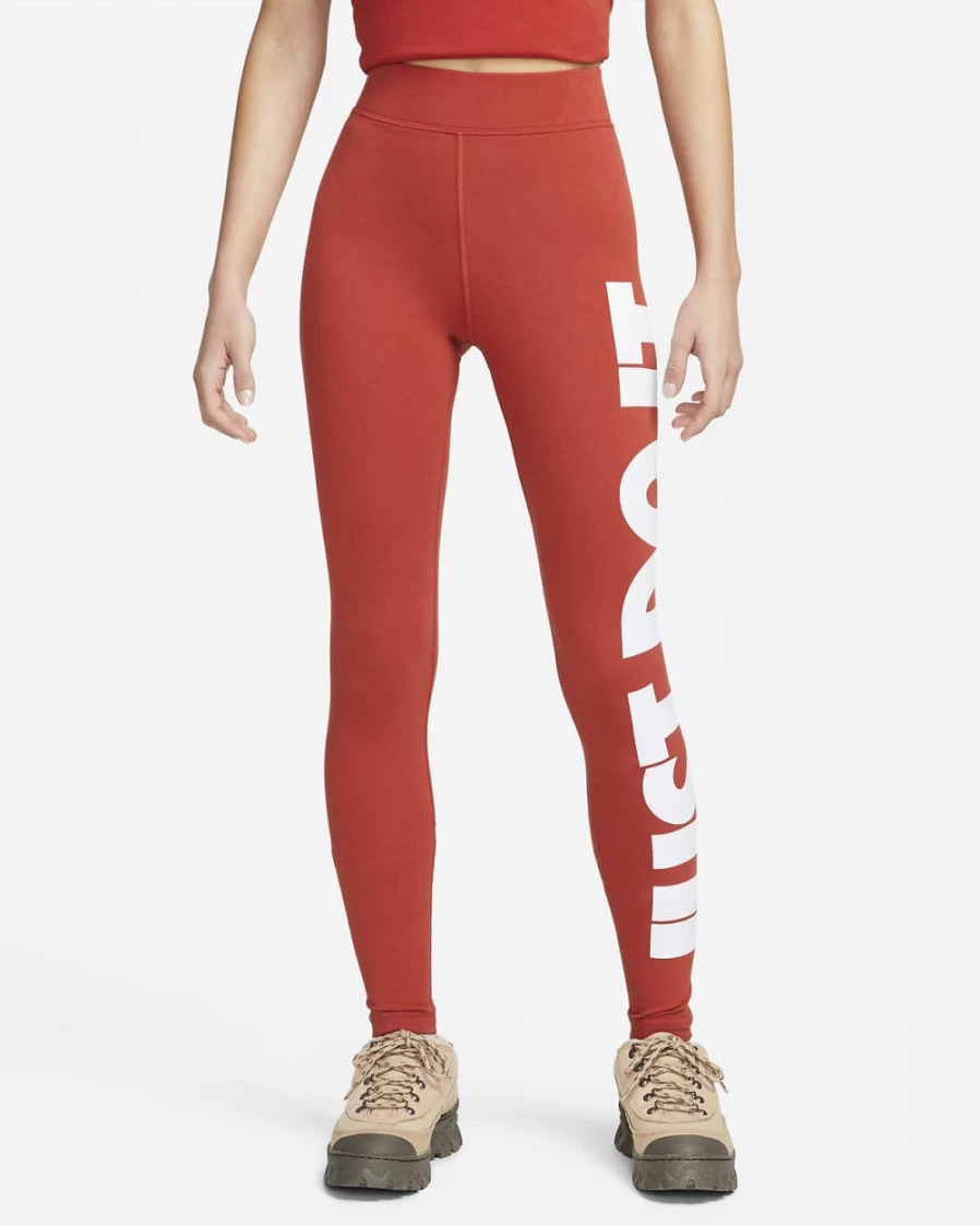 Nike Women's High-Waisted Cinnabar/White Graphic Leggings | Sportswear Essentials