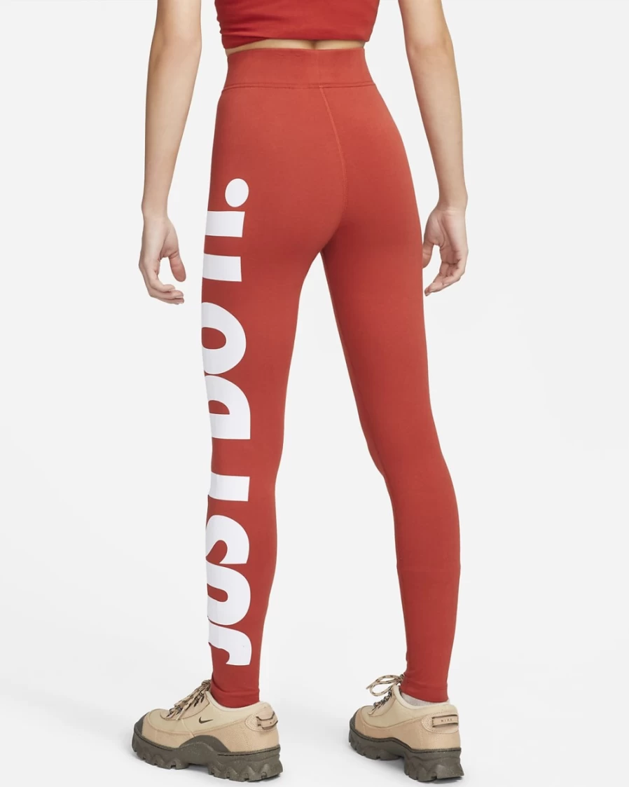 Nike Women's High-Waisted Cinnabar/White Graphic Leggings | Sportswear Essentials