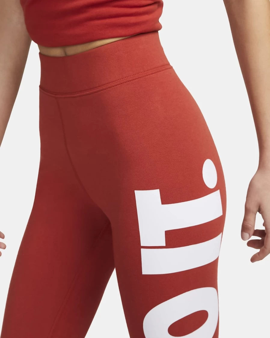 Nike Women's High-Waisted Cinnabar/White Graphic Leggings | Sportswear Essentials