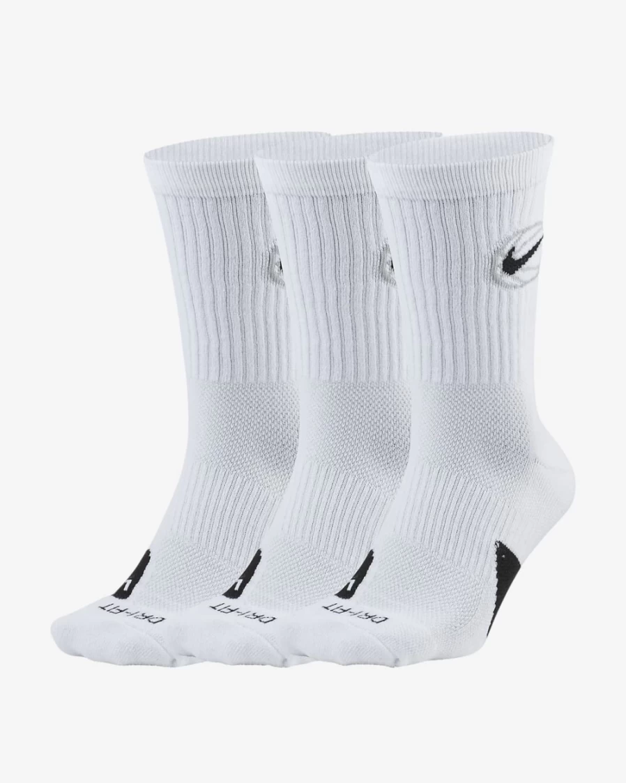 Nike Everyday Crew Basketball Socks 3-Pack - White/Black for Men & Women