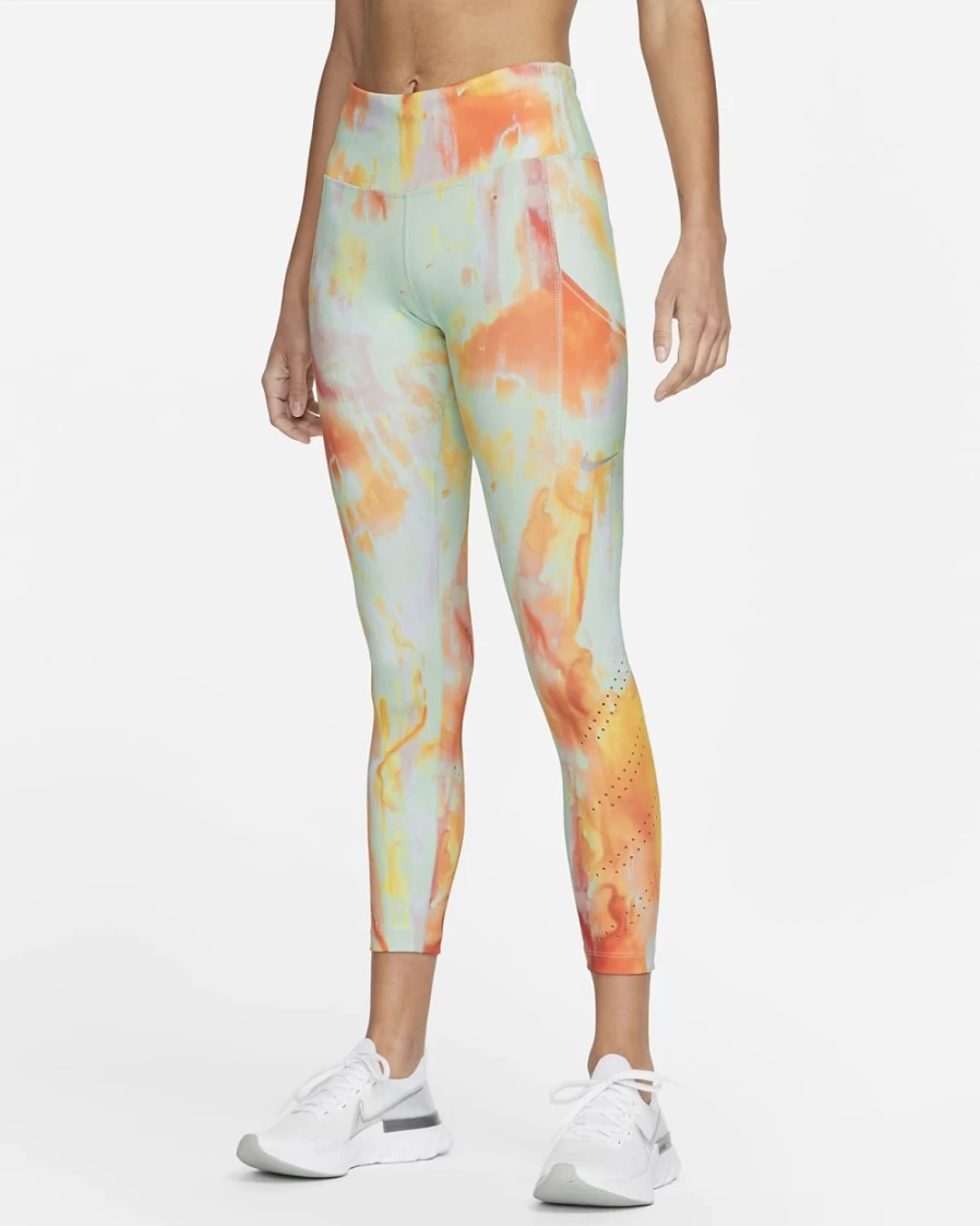 Nike Epic Luxe Women's Mid-Rise 7/8 Running Leggings with Pockets - Mint Foam/Doll Color