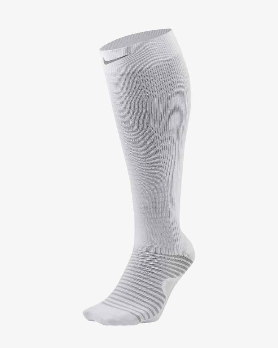 Nike Spark Lightweight White Compression Running Socks for Men & Women - Over-The-Calf Performance Athletic Socks