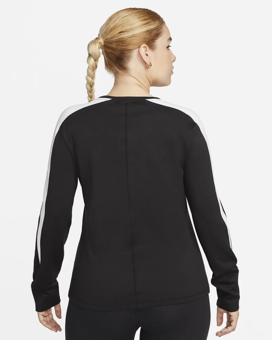 Nike Women's Therma-FIT One Icon Clash Long-Sleeve Training Top - Black White Fitness Workout Shirt