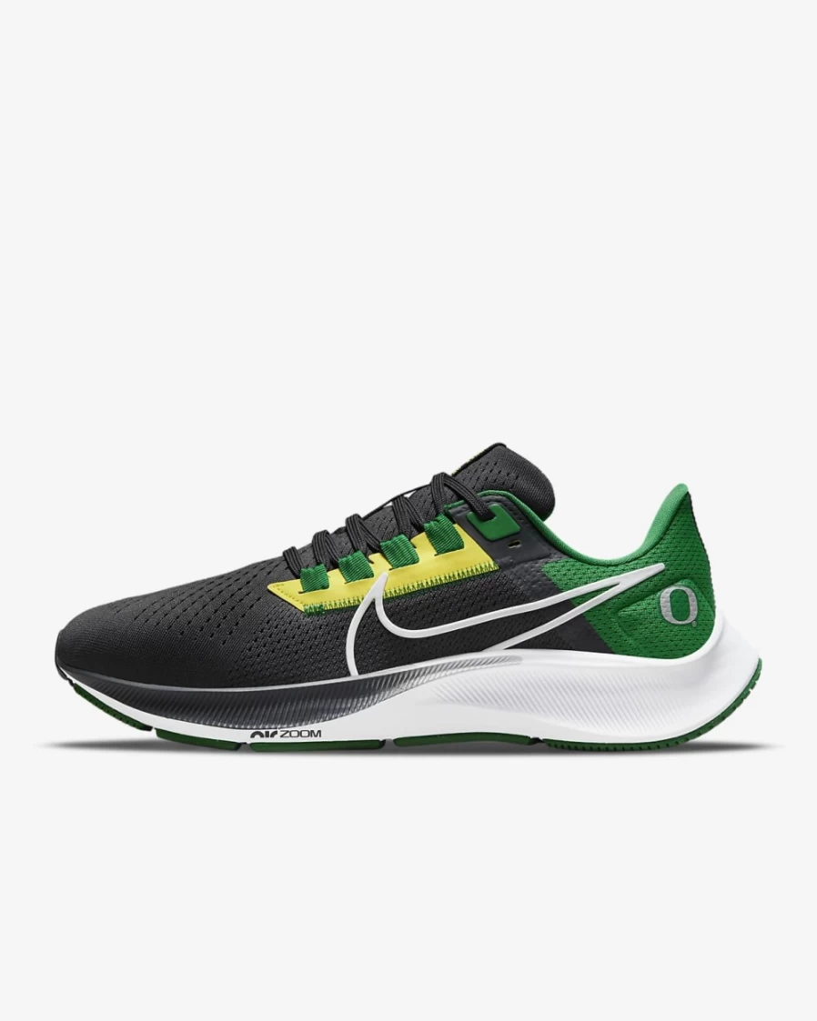 Nike Pegasus 38 Running Shoes for Men & Women - Oregon Edition in Anthracite/Apple Green/Yellow Strike/White