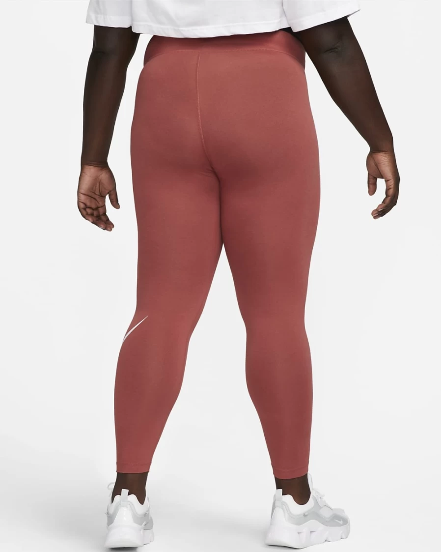Nike Women's Plus Size Mid-Rise Essential Swoosh Leggings in Canyon Rust/White - Sportswear Collection