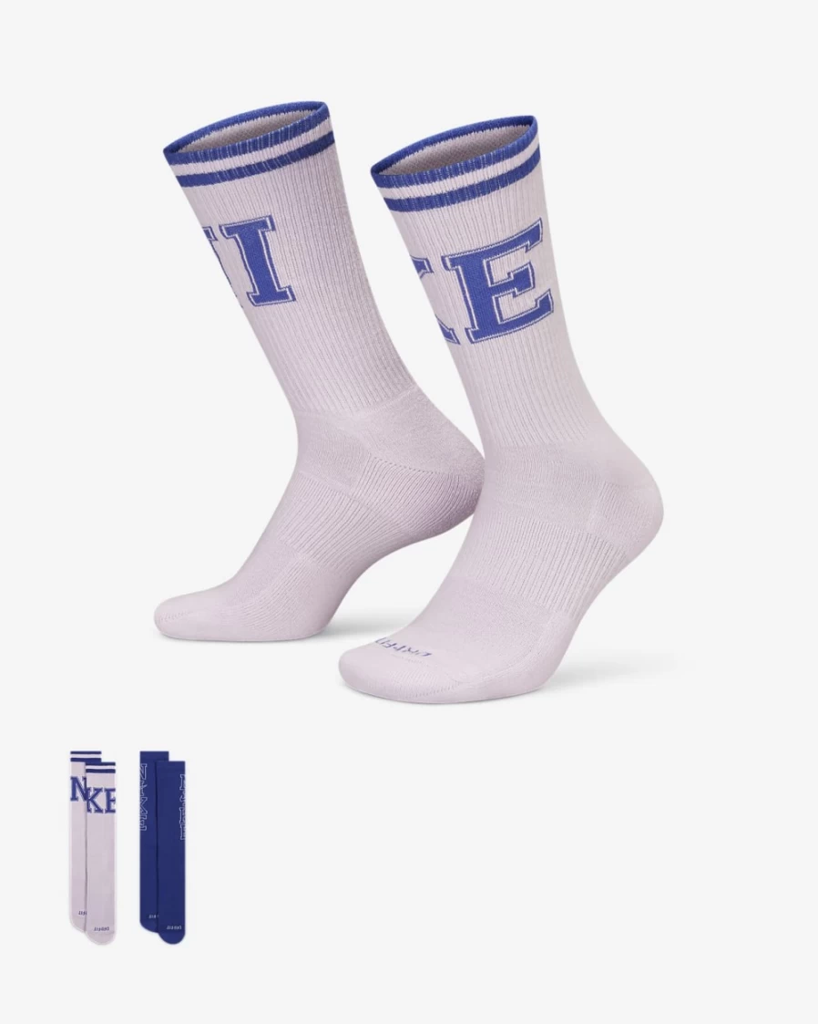 Nike Everyday Plus Cushioned Crew Socks for Men & Women - Multi-Color (2-Pair Pack)