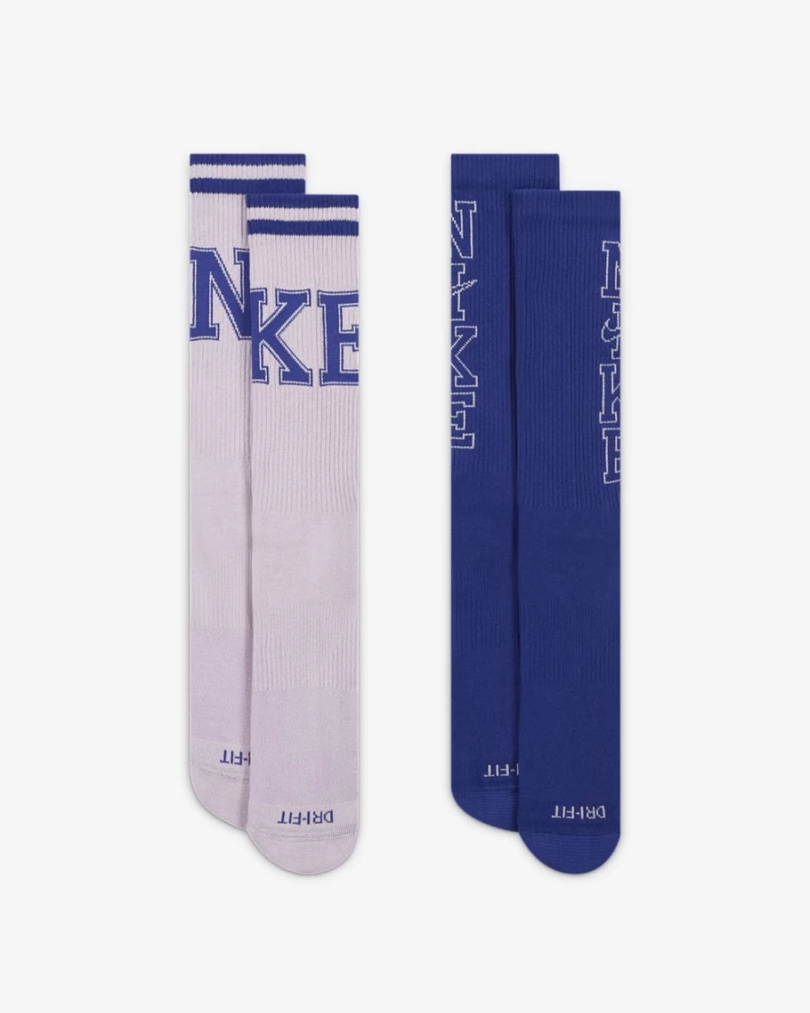 Nike Everyday Plus Cushioned Crew Socks for Men & Women - Multi-Color (2-Pair Pack)