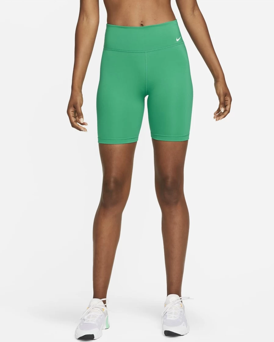 Nike Women's One Mid-Rise 7" Biker Shorts in Neptune Green/White