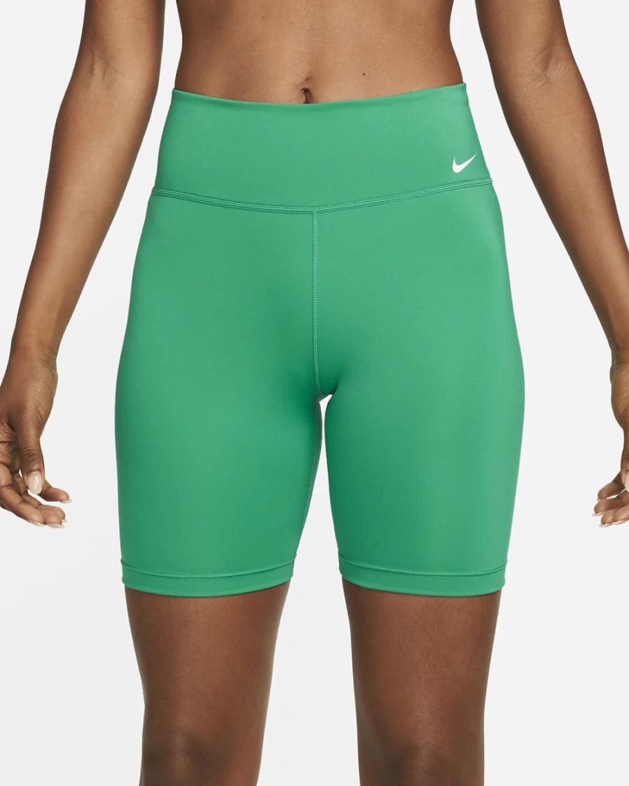 Nike Women's One Mid-Rise 7" Biker Shorts in Neptune Green/White