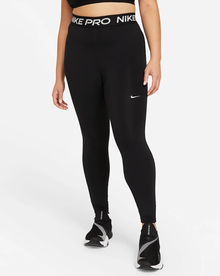 Nike Women's Pro 365 Plus Size Leggings - Black/White High-Waisted Workout Tights