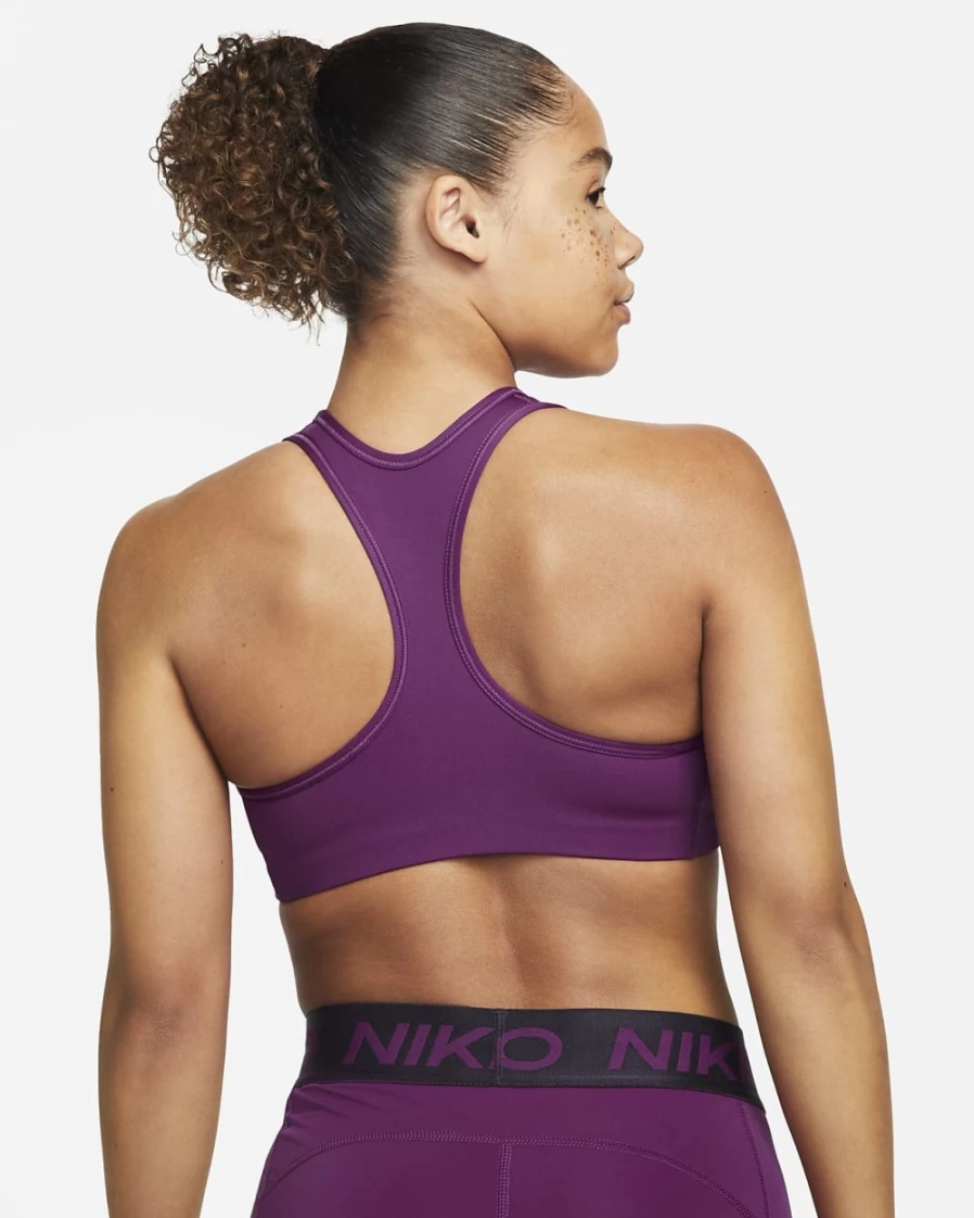Nike Women's Viotech/White Medium-Support Swoosh Non-Padded Sports Bra