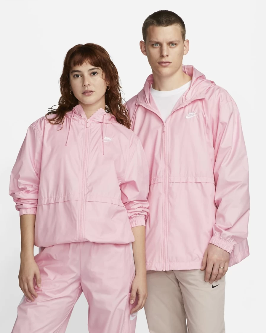 Nike Women's Essential Repel Woven Jacket - Medium Soft Pink & White Lightweight Water-Resistant Outerwear