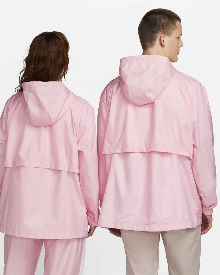 Nike Women's Essential Repel Woven Jacket - Medium Soft Pink & White Lightweight Water-Resistant Outerwear