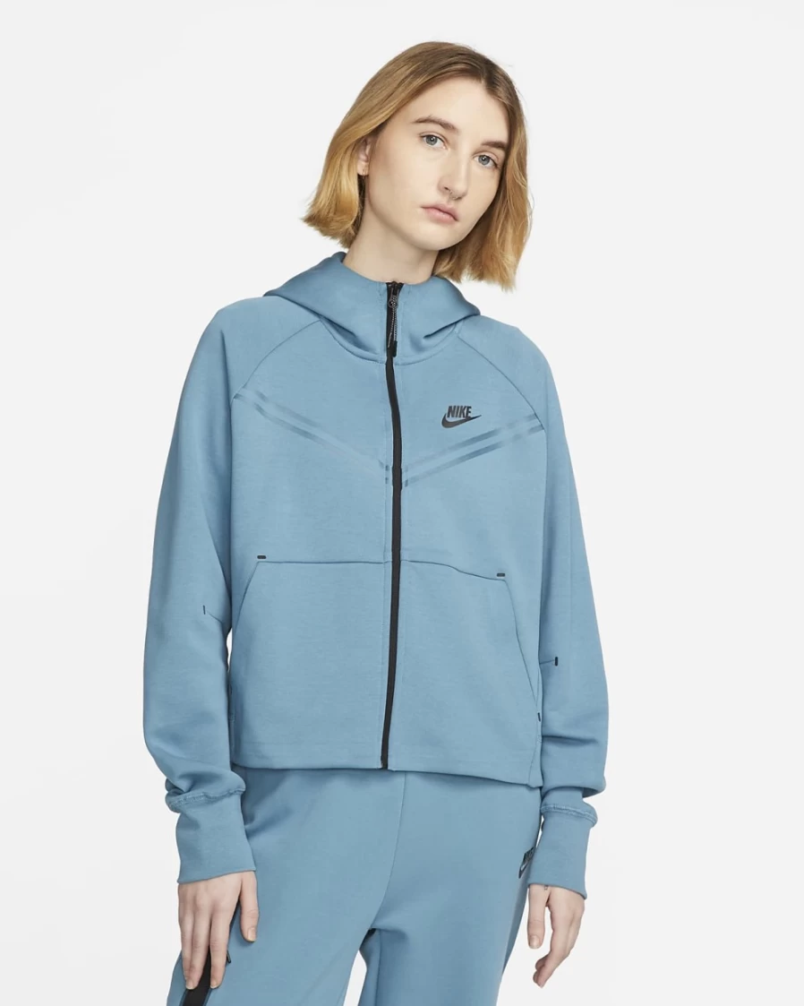 Nike Women's Tech Fleece Windrunner Full-Zip Hoodie in Noise Aqua/Black