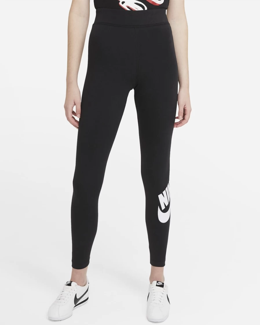 Nike Women's High-Waisted Essential Logo Leggings - Black/White Sportswear