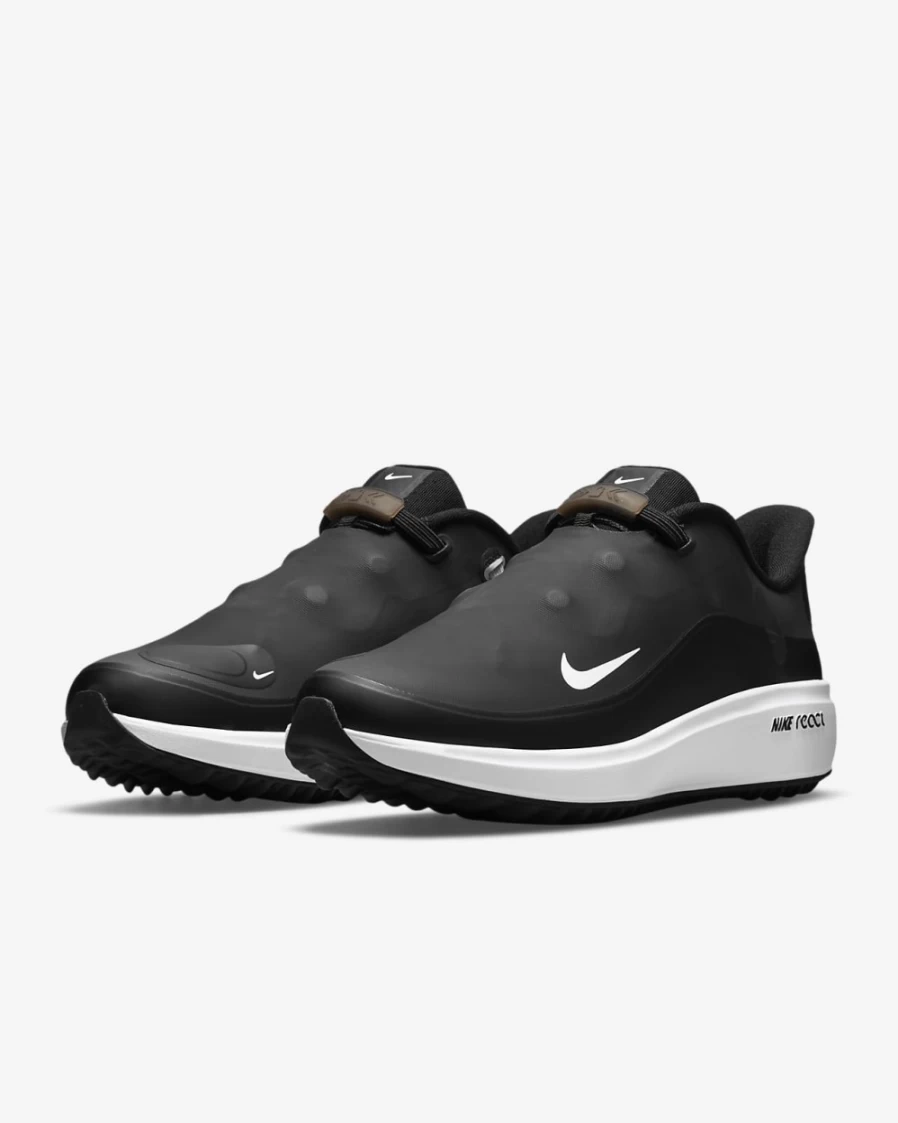 Nike React Ace Tour Women's Golf Shoes - Black/Smoke Grey/White Athletic Spiked Golf Footwear for Women