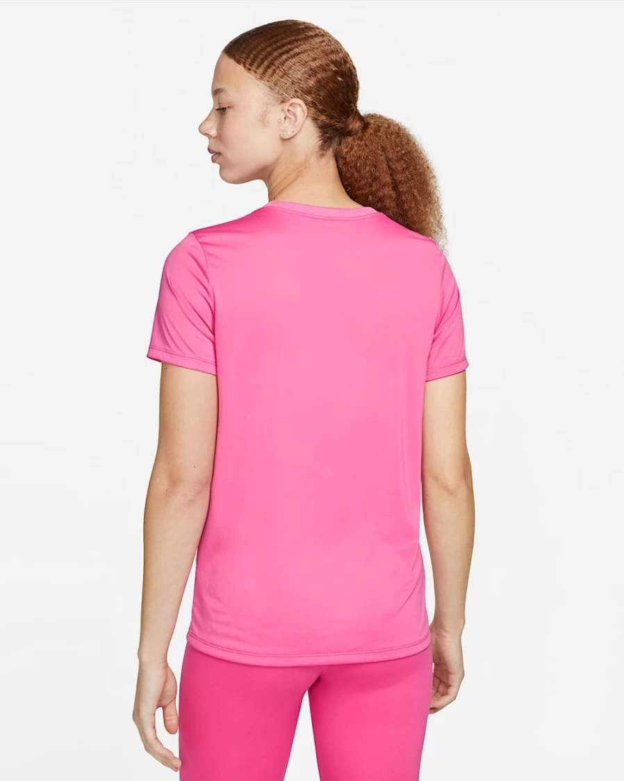 Nike Dri-FIT Women's T-Shirt - Pink & White Moisture-Wicking Fitness Top