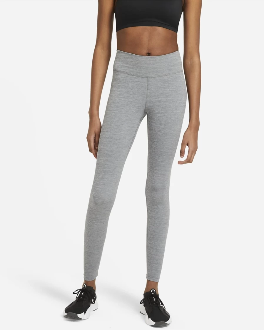 Nike One Women's Mid-Rise Leggings - Iron Grey Heather White Athletic Workout Tights