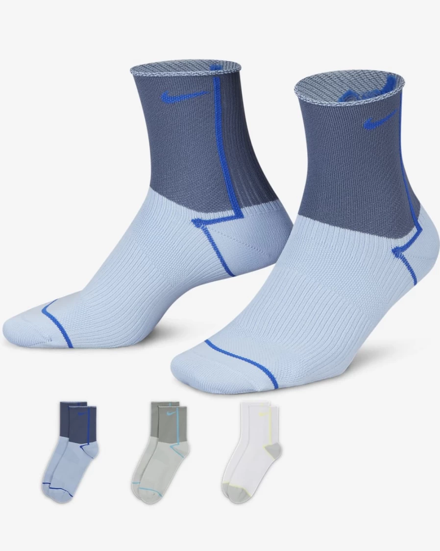 Nike Women's Multi-Color Lightweight Training Ankle Socks - 3-Pair Pack for Everyday Comfort & Performance
