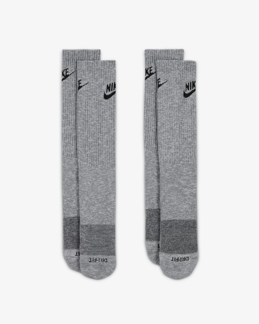 Nike Everyday Plus Cushioned Crew Socks for Men & Women - Particle Grey/Black Comfort Athletic Socks