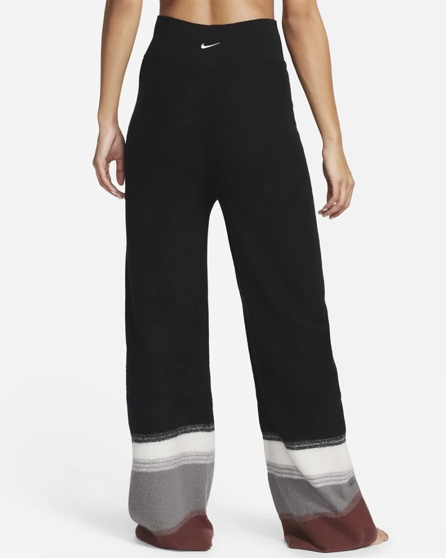 Nike Women's Therma-FIT ADV Yoga Pants - Black/Light Orewood Brown, Wool-Blend Thermal Workout Trousers