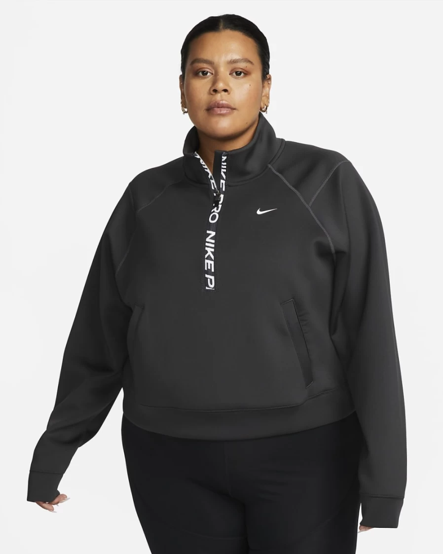 Nike Dri-FIT Women's Plus Size Dark Smoke Grey 1/2-Zip Training Top - Moisture-Wicking Workout Shirt