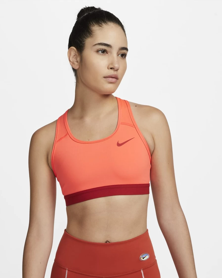 Nike Women's Medium-Support Swoosh Non-Padded Sports Bra in Smoke Grey/Pure/Black