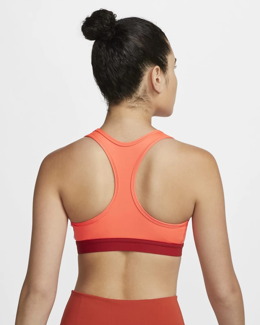 Nike Swoosh Women's Medium-Support Non-Padded Sports Bra in Bright Crimson/Cinnabar