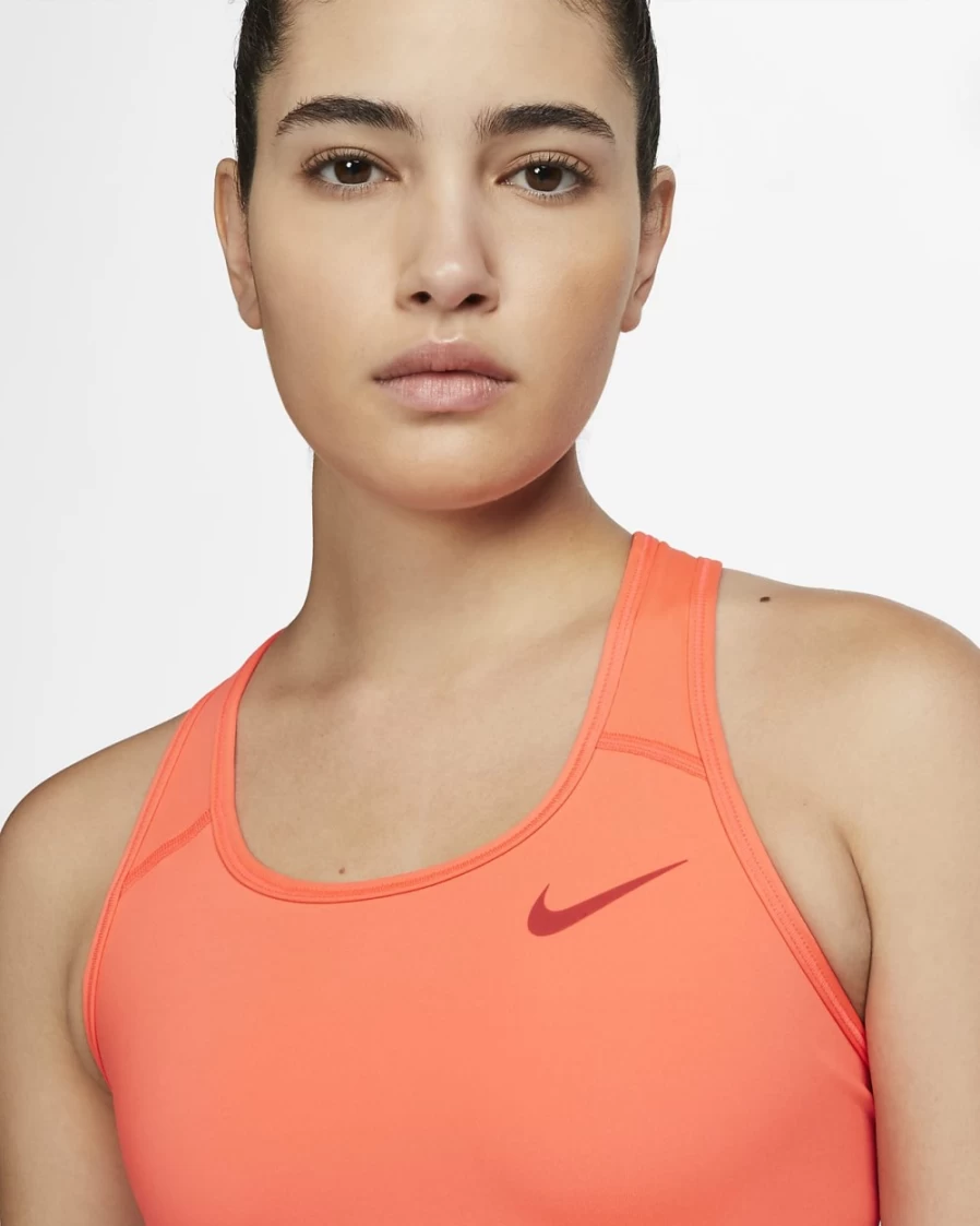 Nike Swoosh Women's Medium-Support Non-Padded Sports Bra in Bright Crimson/Cinnabar - High-Performance Workout Top