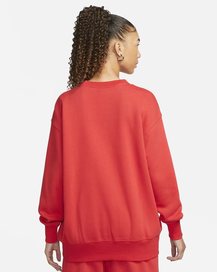 Nike Women's Oversized University Red/White Phoenix Fleece Crewneck Sweatshirt | Sportswear Comfort