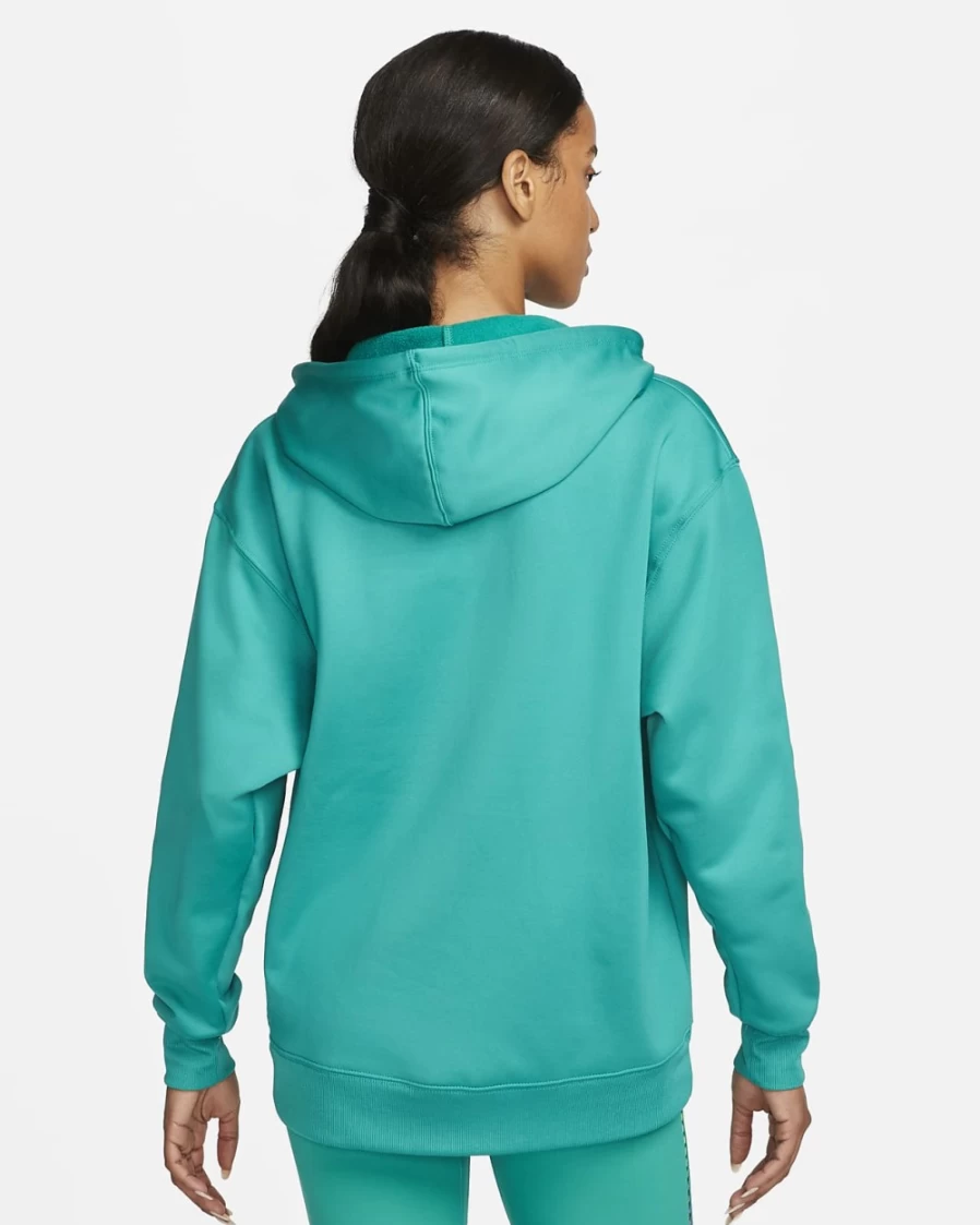 Nike Therma Women's Pullover Hoodie - Neptune Green/White - Training & Workout Sweatshirt