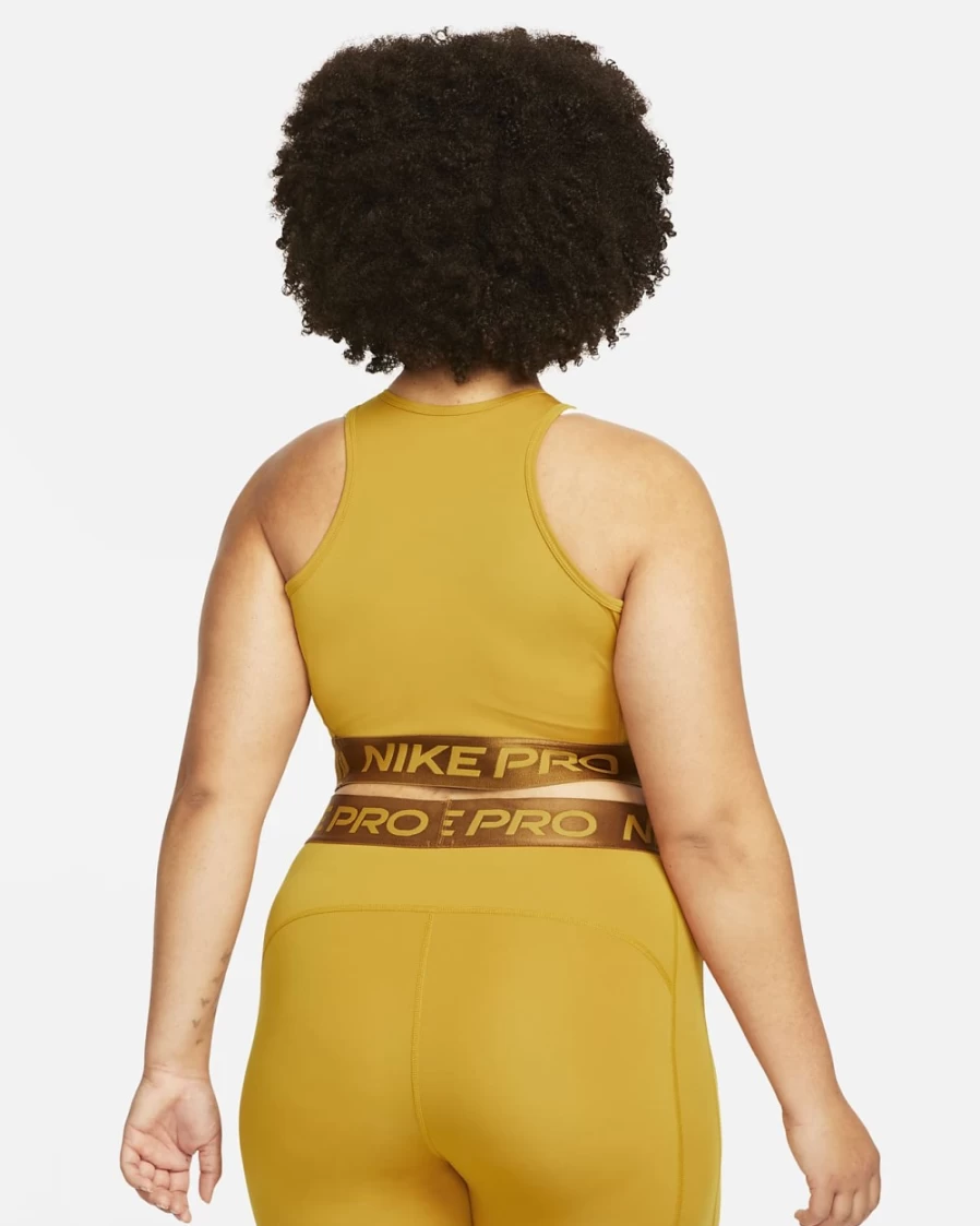 Nike Pro Dri-FIT Women's Plus Size Graphic Crop Tank - Gold Suede, Ale Brown, Barely Green