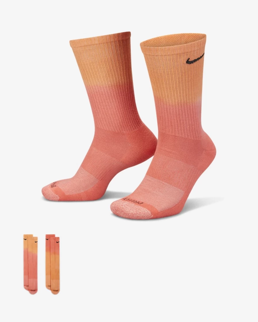 Nike Everyday Plus Cushioned Crew Socks for Men & Women - Multi-Color (2-Pair Pack)