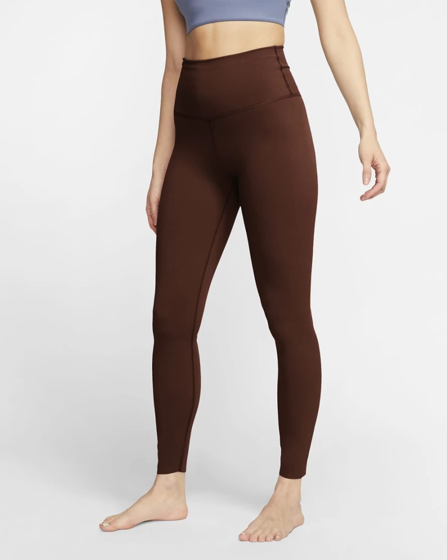 Nike Women's High-Waisted 7/8 Yoga Leggings in Bronze Eclipse/Smokey Mauve - Dri-FIT Luxe Infinalon Fabric
