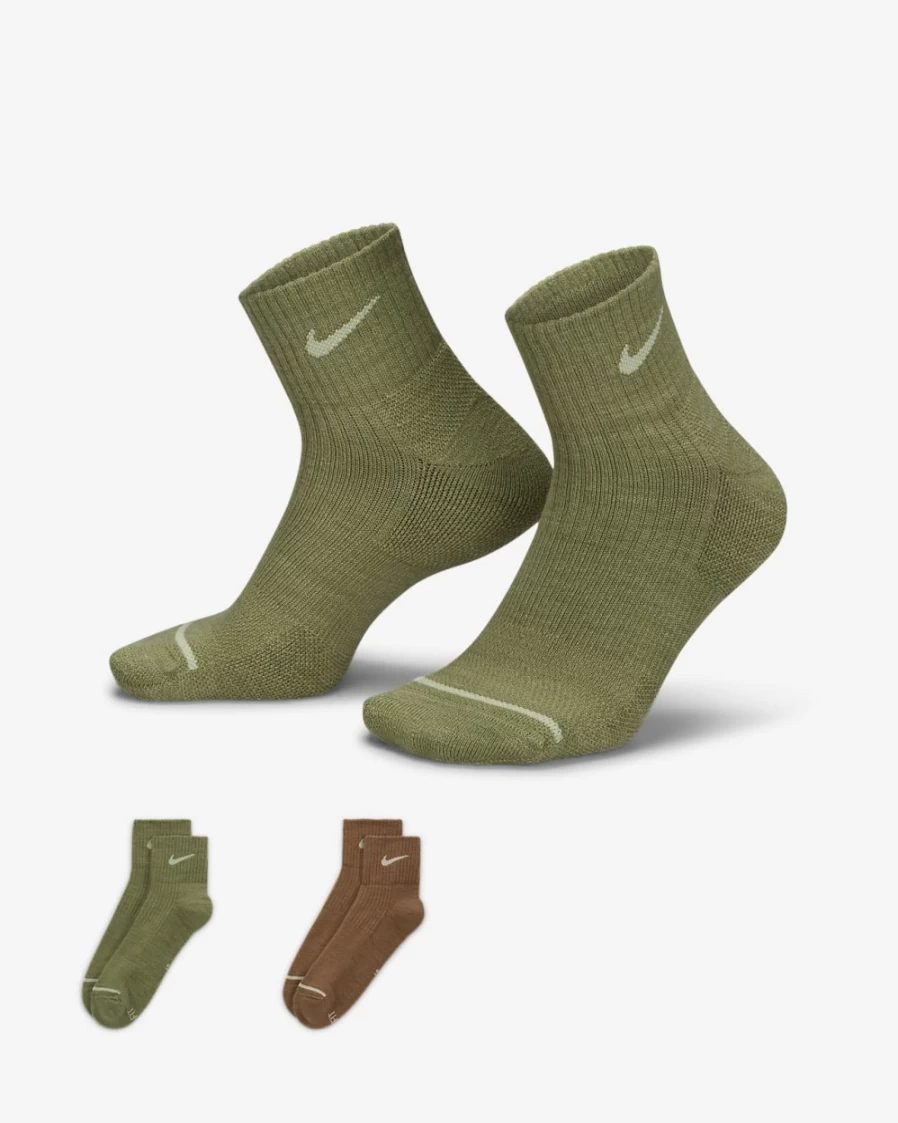 Nike Unisex Multi-Color Cushioned Ankle Socks 2-Pack - Everyday Comfort Athletic Socks