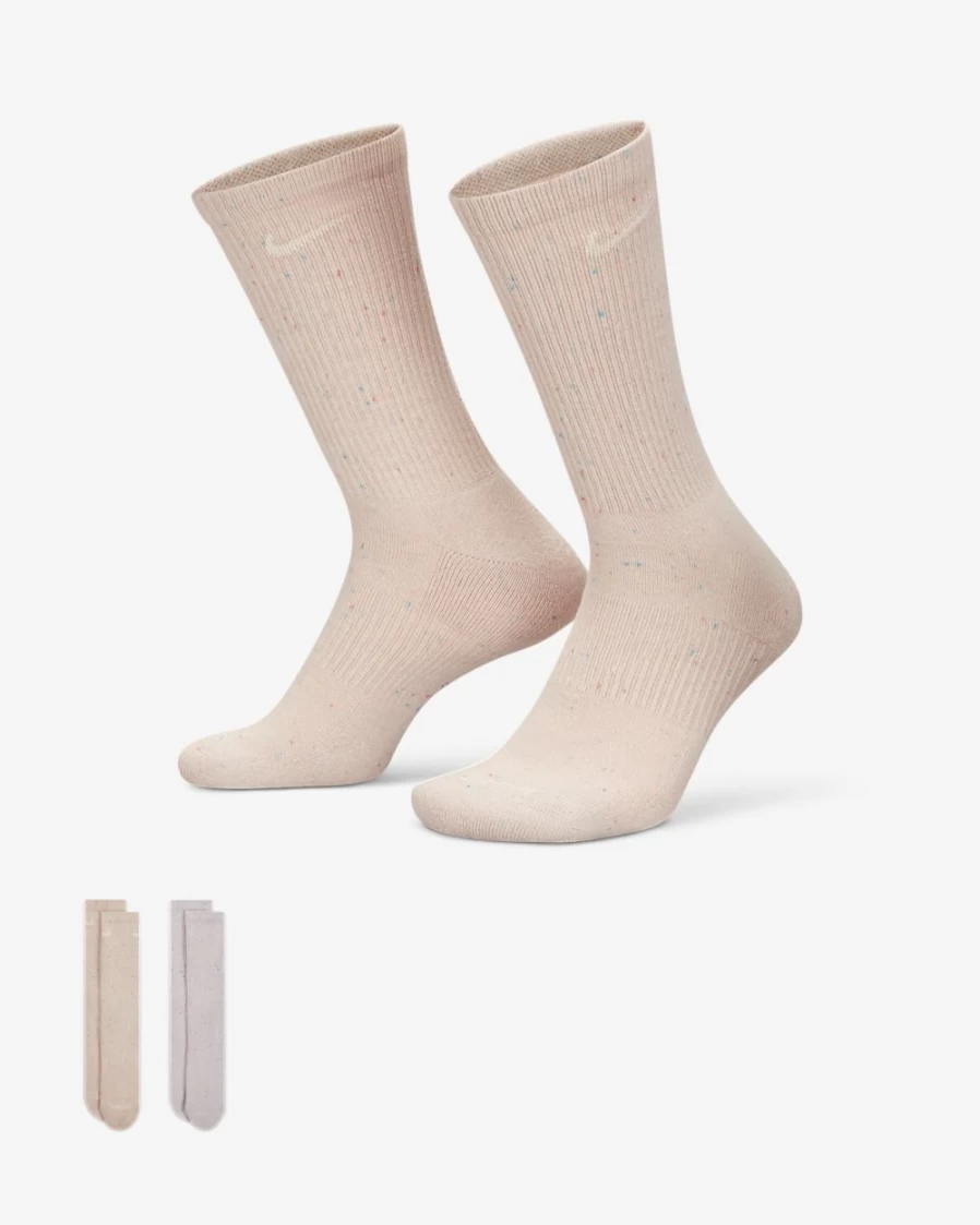 Nike Everyday Plus Cushioned Crew Socks for Men & Women - Multi-Color (2-Pair Pack)