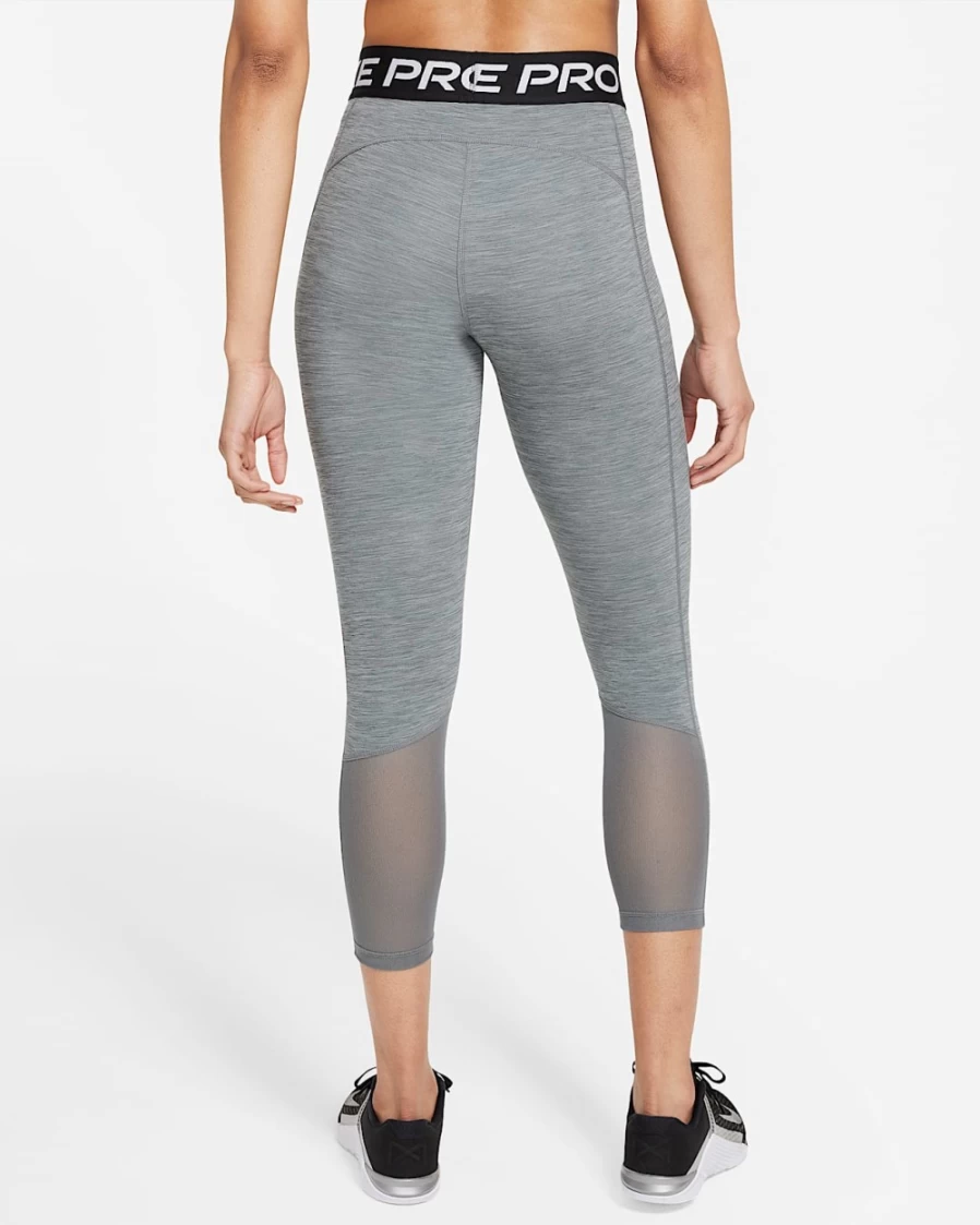 Nike Women's Pro 365 Mid-Rise Cropped Leggings with Mesh Panel - Smoke Grey, Heather, Black