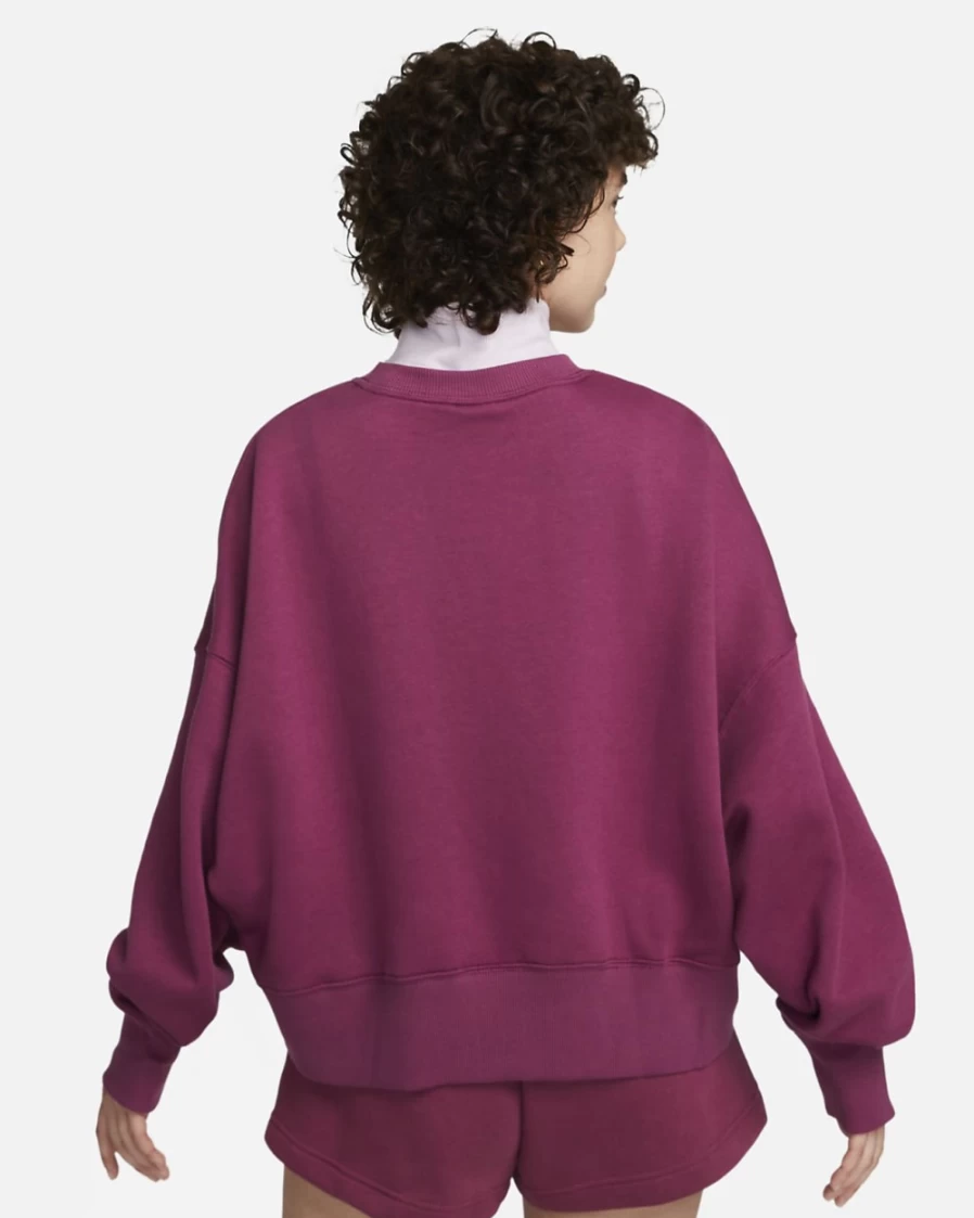 Nike Women's Rosewood/Sail Phoenix Fleece Oversized Crewneck Sweatshirt | Sportswear