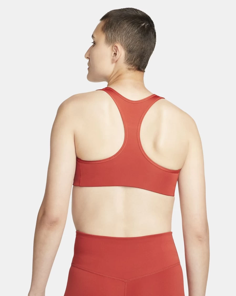 Nike Swoosh Women's Medium-Support Sports Bra - Cinnabar/White, Non-Padded Workout Bra for Women