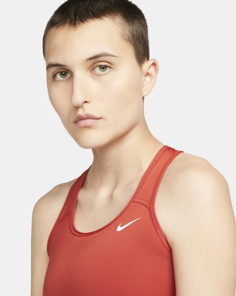 Nike Swoosh Women's Medium-Support Sports Bra - Cinnabar/White, Non-Padded Workout Bra for Women