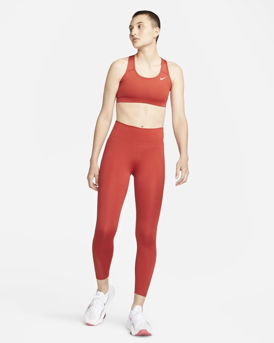 Nike Swoosh Women's Medium-Support Sports Bra - Cinnabar/White, Non-Padded Workout Bra for Women