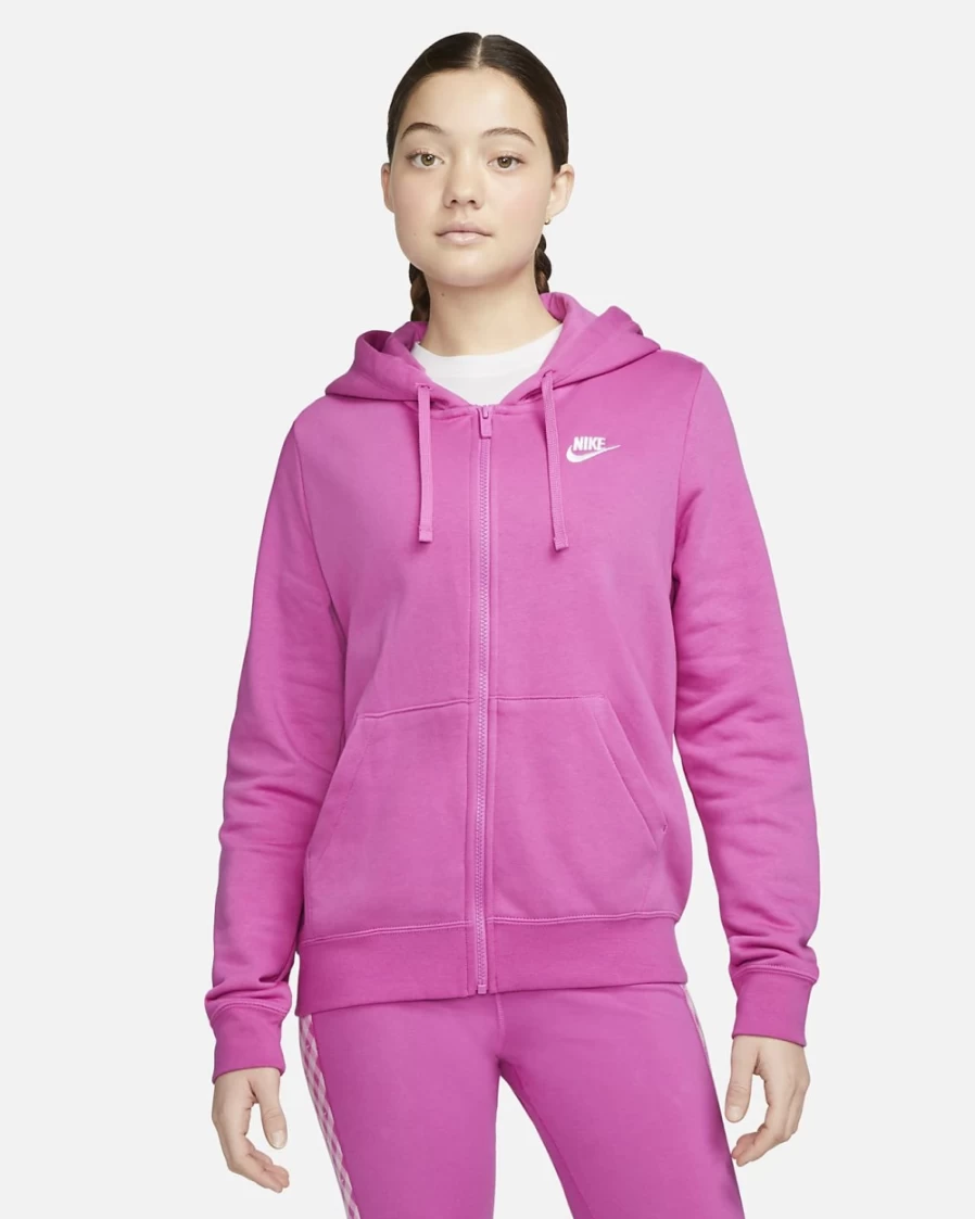 Nike Sportswear Club Fleece Women's Full-Zip Hoodie - Active Fuchsia/White