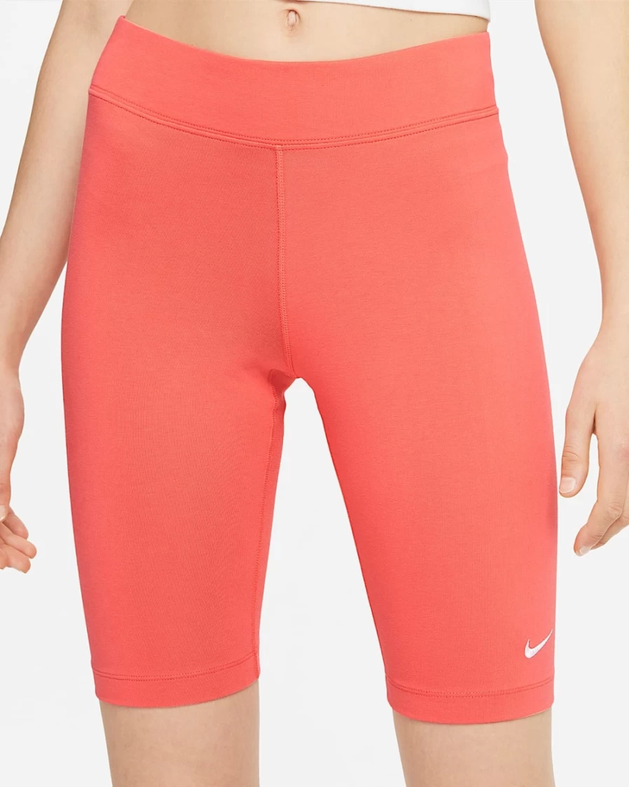 Nike Women's Magic Ember/White Mid-Rise Biker Shorts – Sportswear Essential Workout Shorts