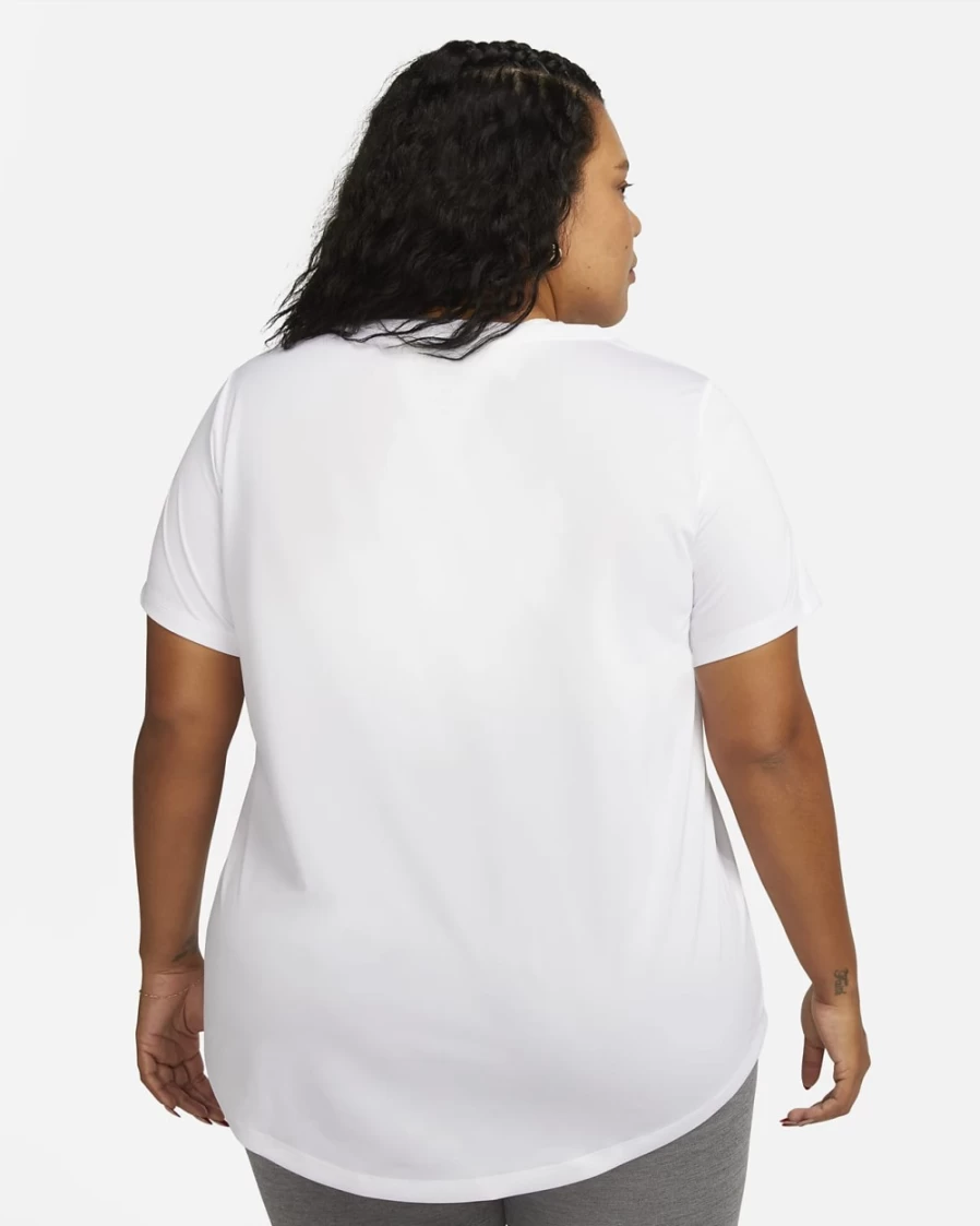 Nike Dri-FIT Women's Plus Size T-Shirt - White/Black Moisture-Wicking Active Top