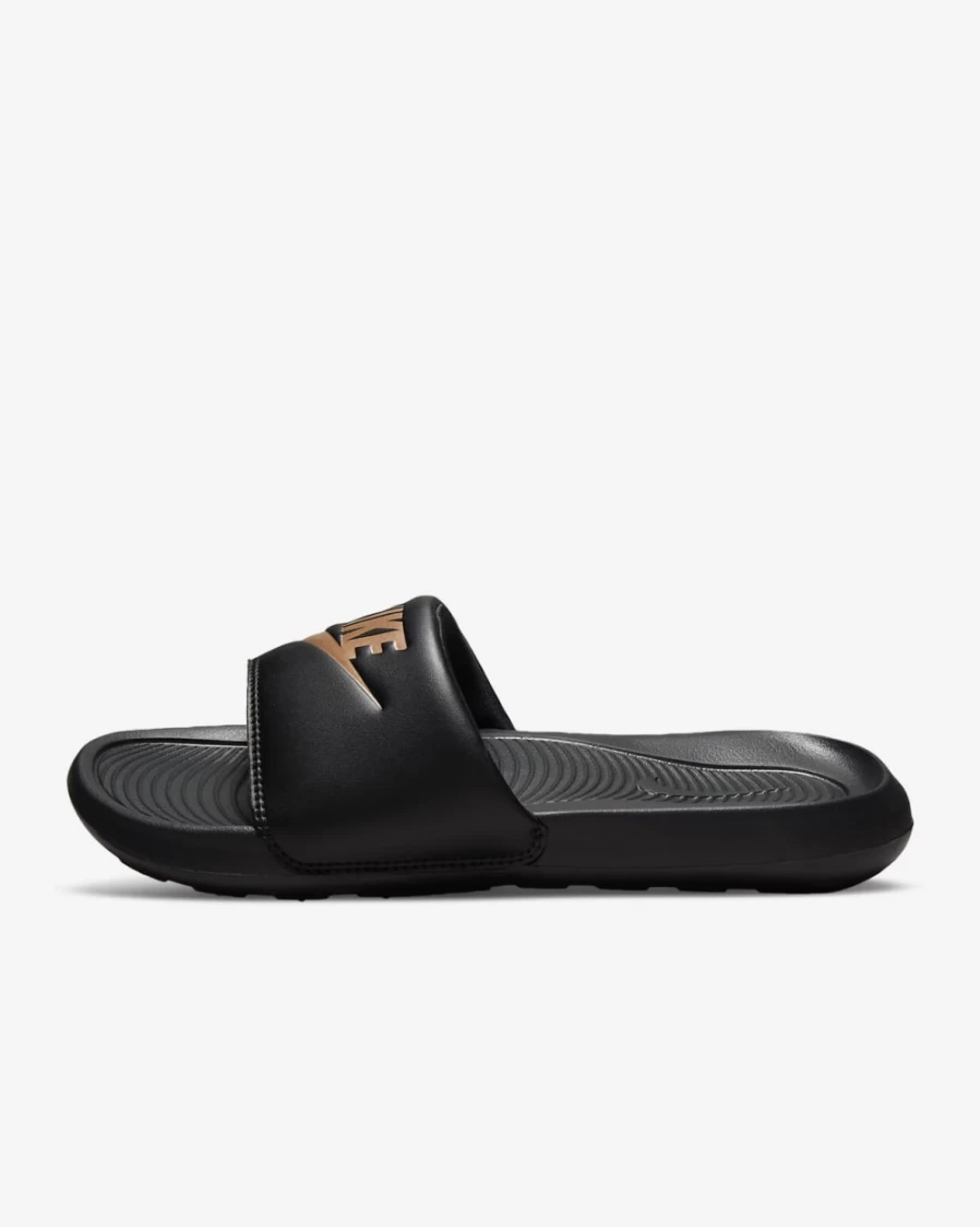 Nike Women's Victori One Slides - Black/Black/Metallic Red Bronze Athletic Sandals