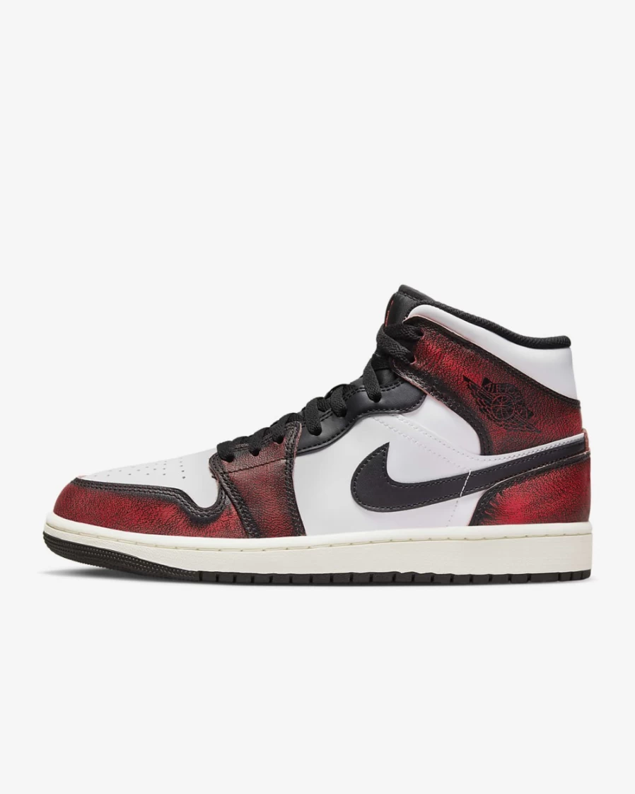 Nike Air Jordan 1 Mid SE Men's & Women's Shoes - Black/White/Sail/Infrared 23 Basketball Sneakers