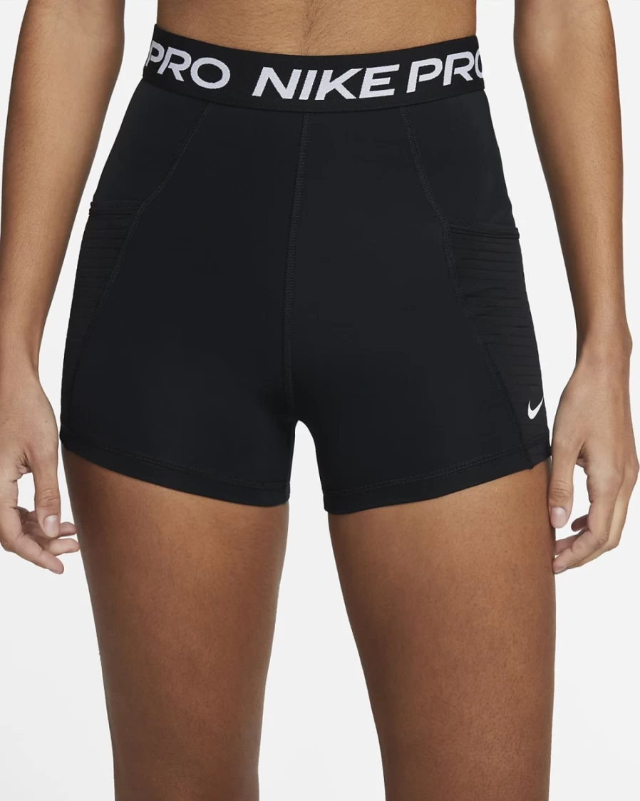 Nike Pro Women's High-Waisted 3" Training Shorts with Pockets - Black/White